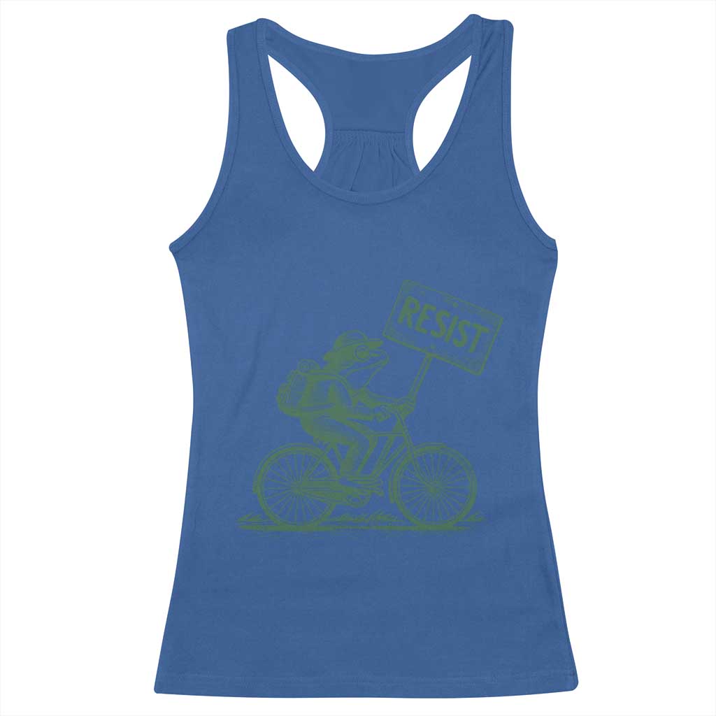Cycling Protest Frog Racerback Tank Top Resist Free Portland Retro Graphic - Wonder Print Shop