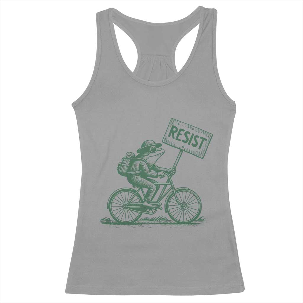 Cycling Protest Frog Racerback Tank Top Resist Free Portland Retro Graphic - Wonder Print Shop
