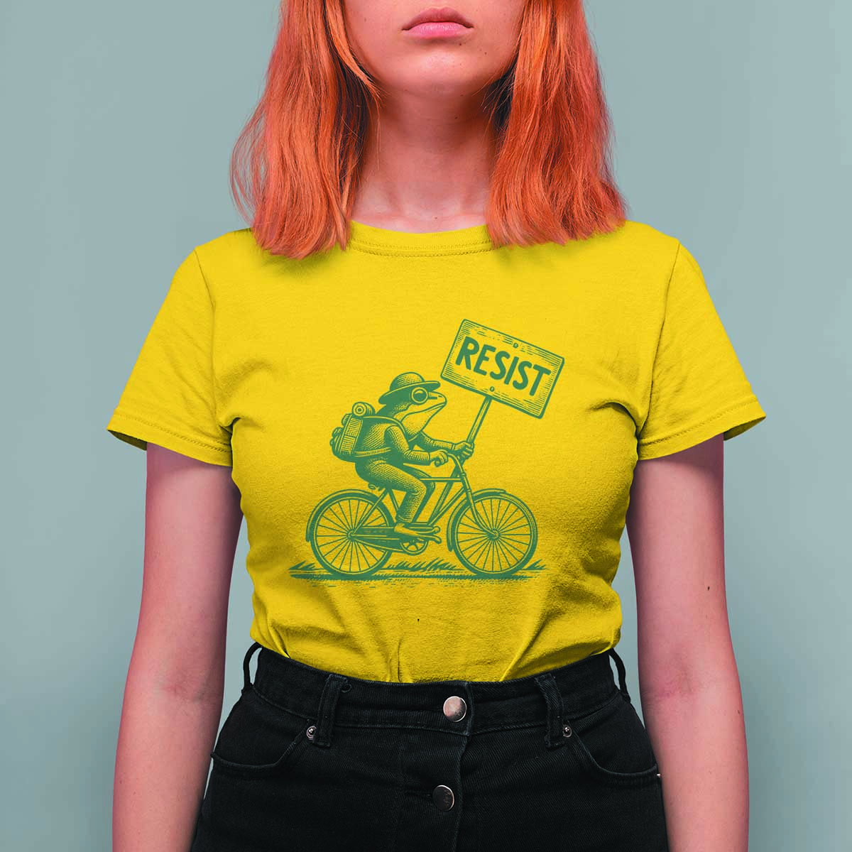 Cycling Protest Frog T Shirt For Women Resist Free Portland Retro Graphic - Wonder Print Shop