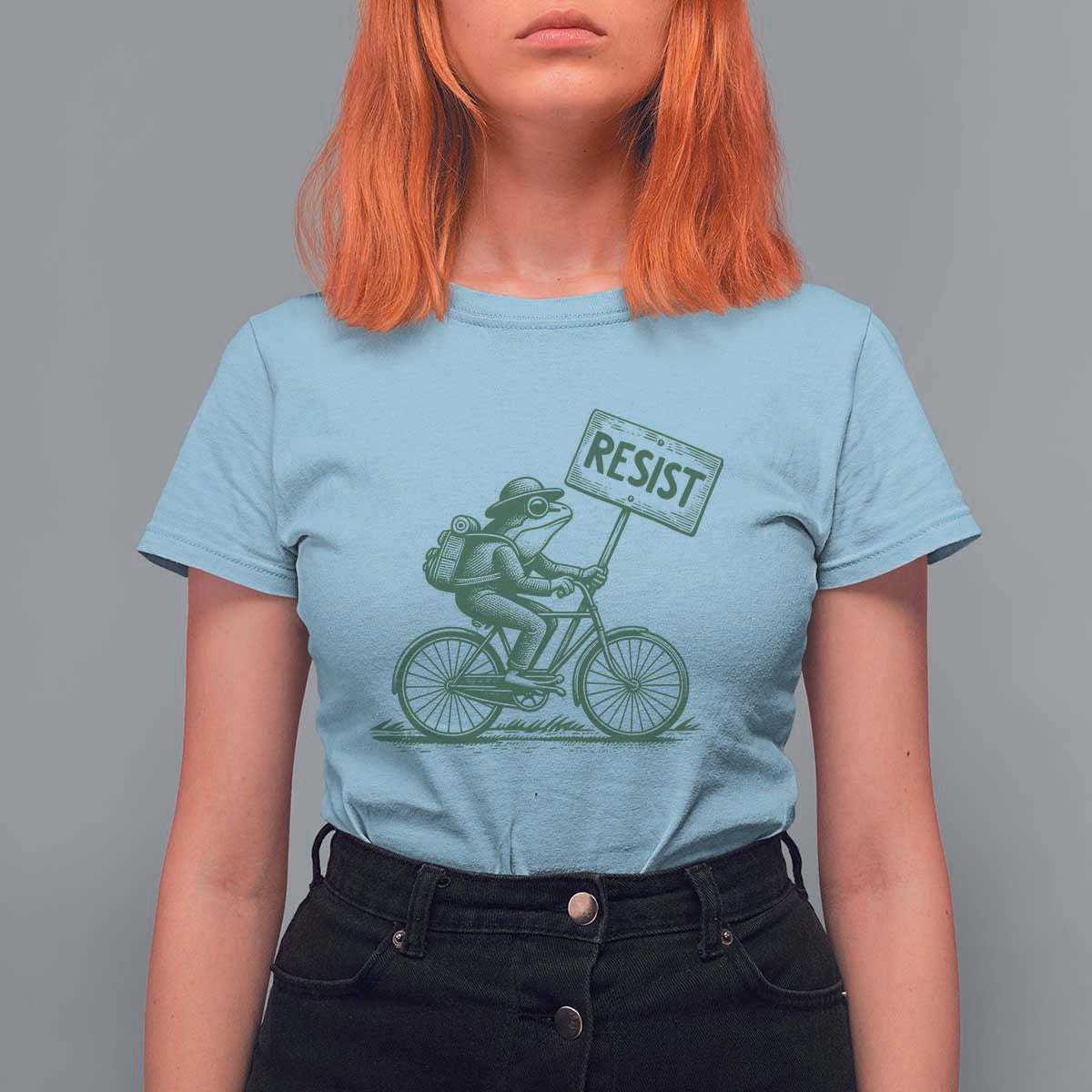 Cycling Protest Frog T Shirt For Women Resist Free Portland Retro Graphic - Wonder Print Shop