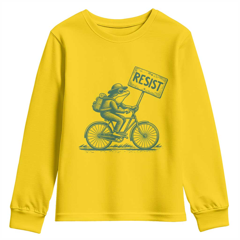 Cycling Protest Frog Youth Sweatshirt Resist Free Portland Retro Graphic - Wonder Print Shop