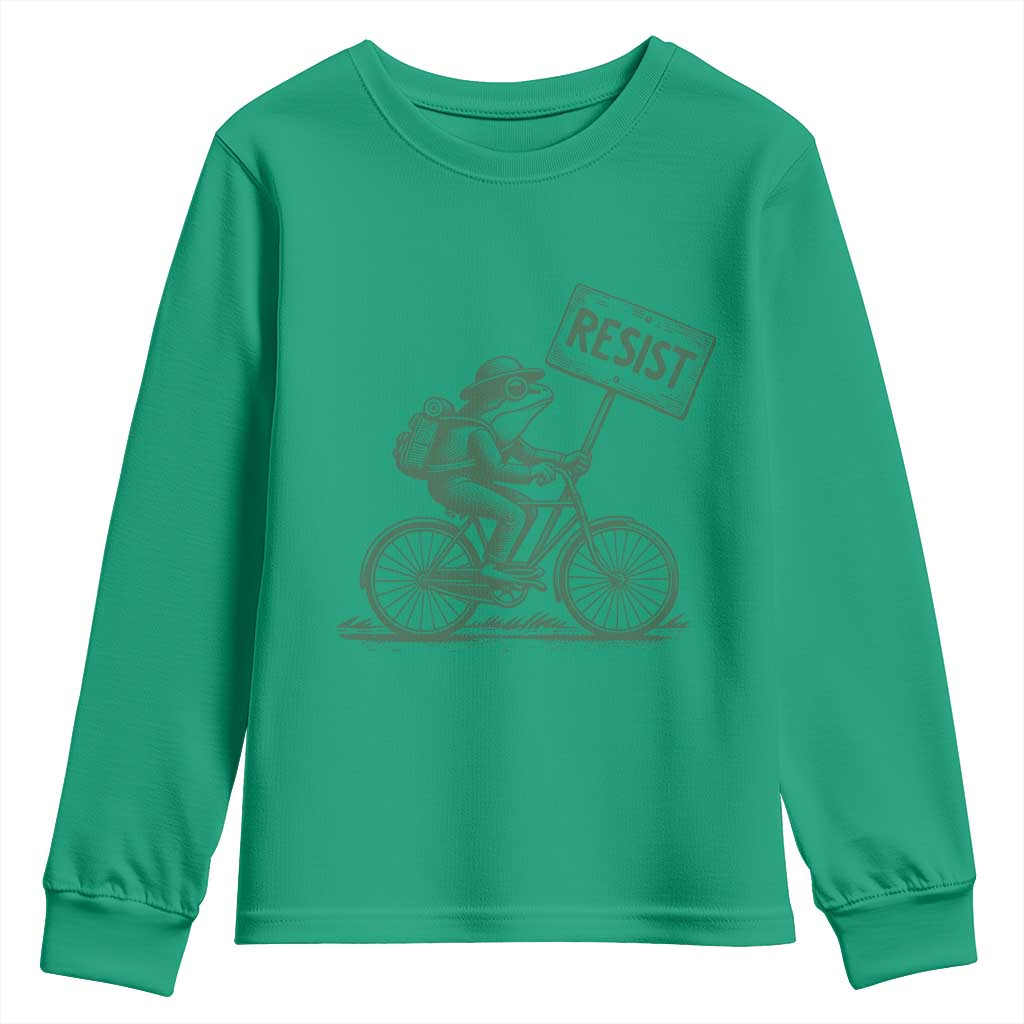 Cycling Protest Frog Youth Sweatshirt Resist Free Portland Retro Graphic - Wonder Print Shop