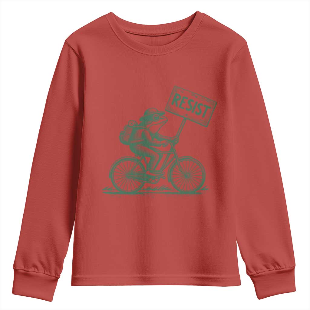 Cycling Protest Frog Youth Sweatshirt Resist Free Portland Retro Graphic - Wonder Print Shop