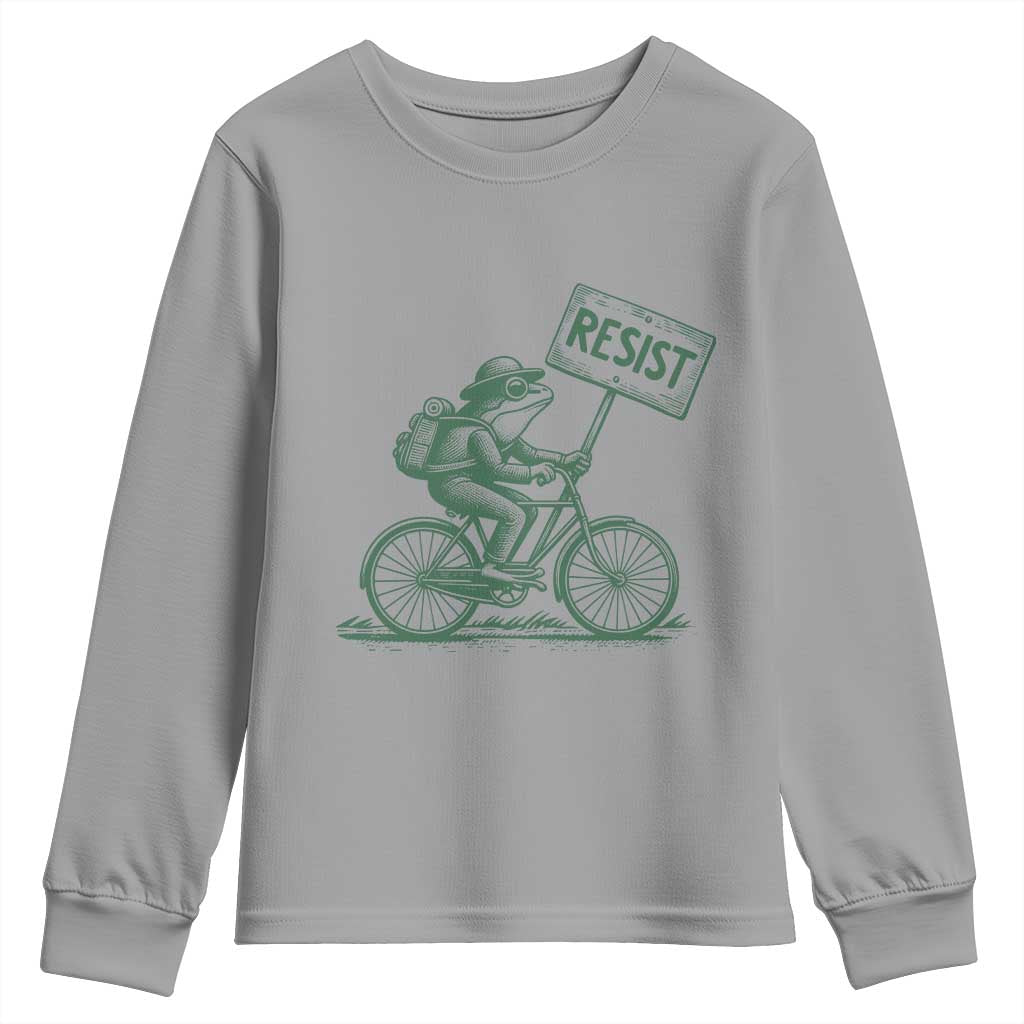 Cycling Protest Frog Youth Sweatshirt Resist Free Portland Retro Graphic - Wonder Print Shop