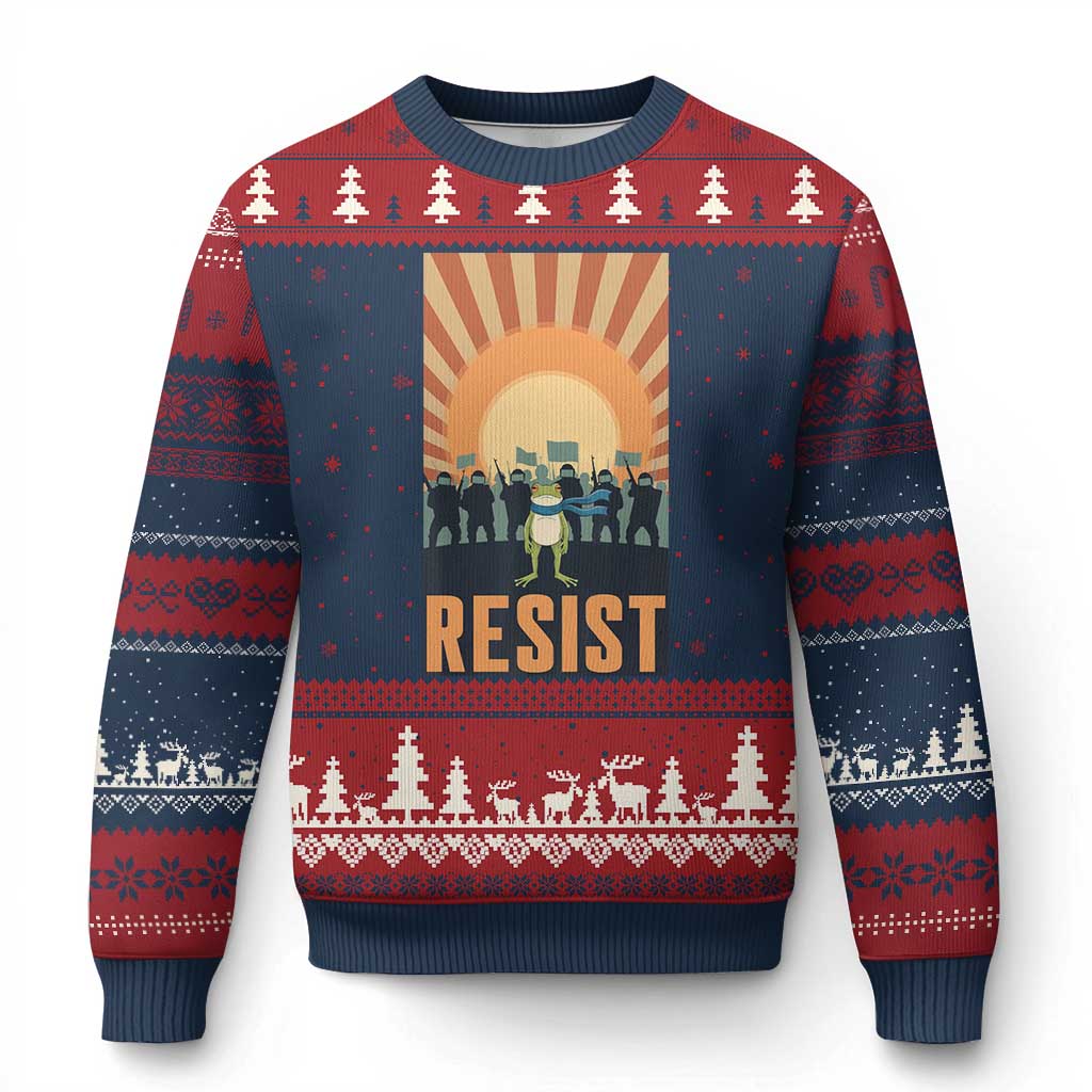 Frog Resist Ugly Christmas Sweater Bold Protest Free Portland - Wonder Print Shop