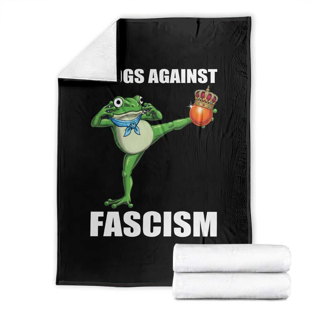 Frogs Against Fascism Throw Blanket No Fascist No Kings Funny Portland Frog Protest - Wonder Print Shop