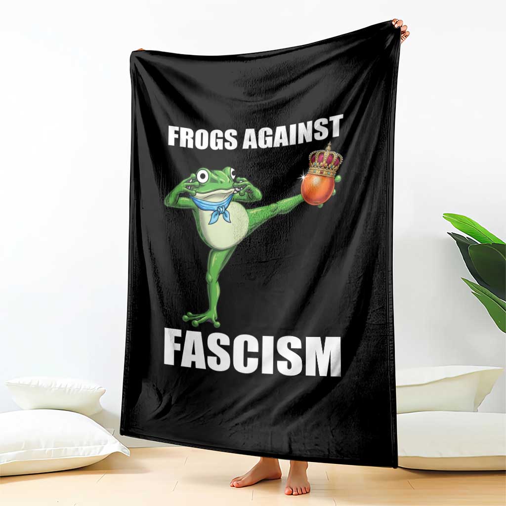 Frogs Against Fascism Throw Blanket No Fascist No Kings Funny Portland Frog Protest - Wonder Print Shop