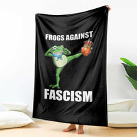 Frogs Against Fascism Throw Blanket No Fascist No Kings Funny Portland Frog Protest - Wonder Print Shop