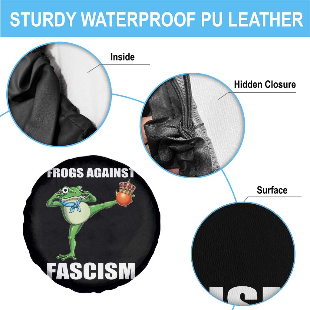 Frogs Against Fascism Spare Tire Cover No Fascist No Kings Funny Portland Frog Protest - Wonder Print Shop