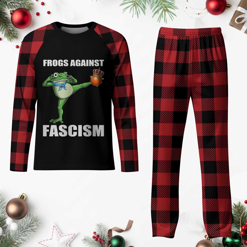 Frogs Against Fascism Plaid Pajama Set No Fascist No Kings Funny Portland Frog Protest - Wonder Print Shop