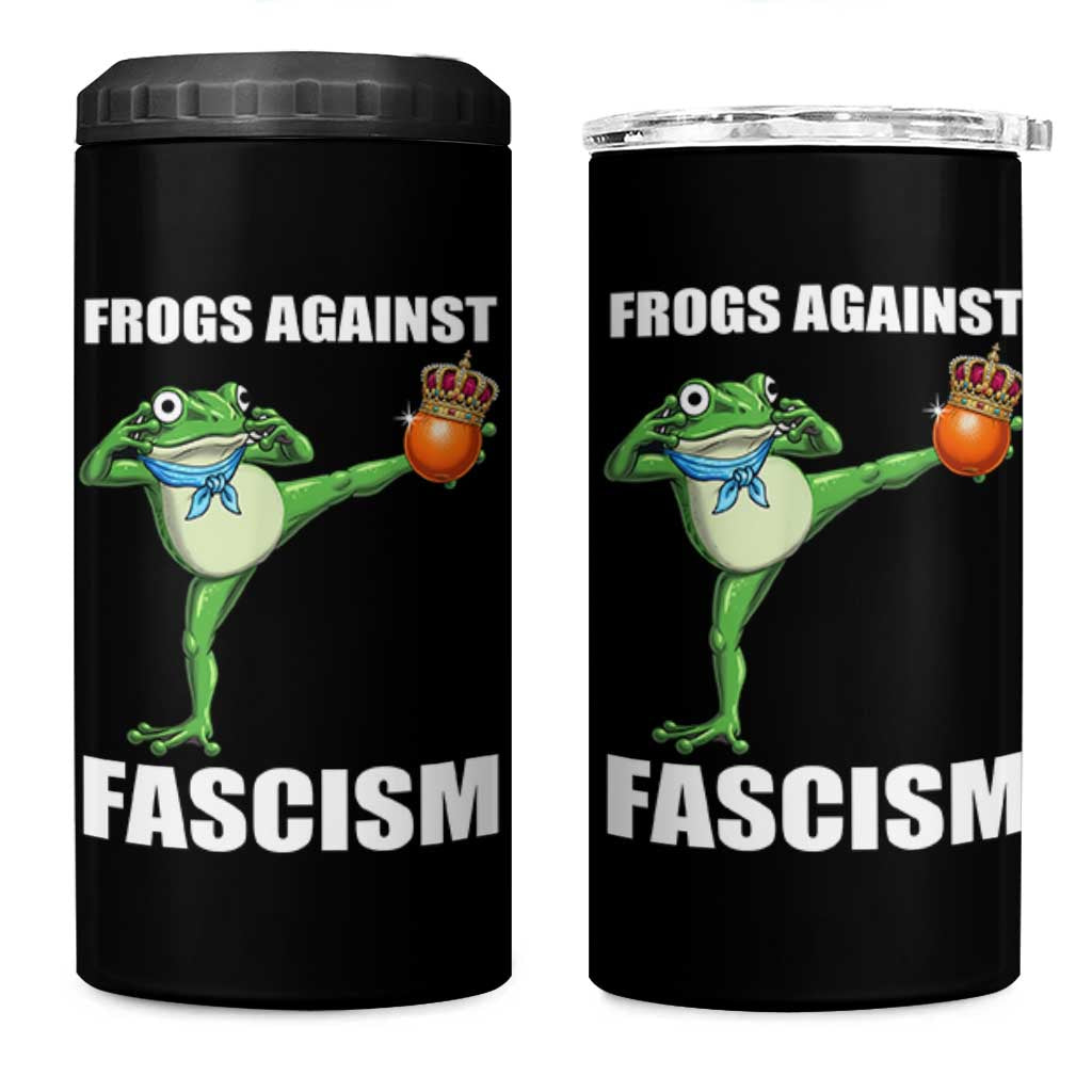 Frogs Against Fascism 4 in 1 Can Cooler Tumbler No Fascist No Kings Funny Portland Frog Protest - Wonder Print Shop