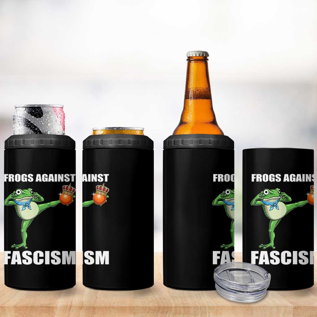 Frogs Against Fascism 4 in 1 Can Cooler Tumbler No Fascist No Kings Funny Portland Frog Protest - Wonder Print Shop