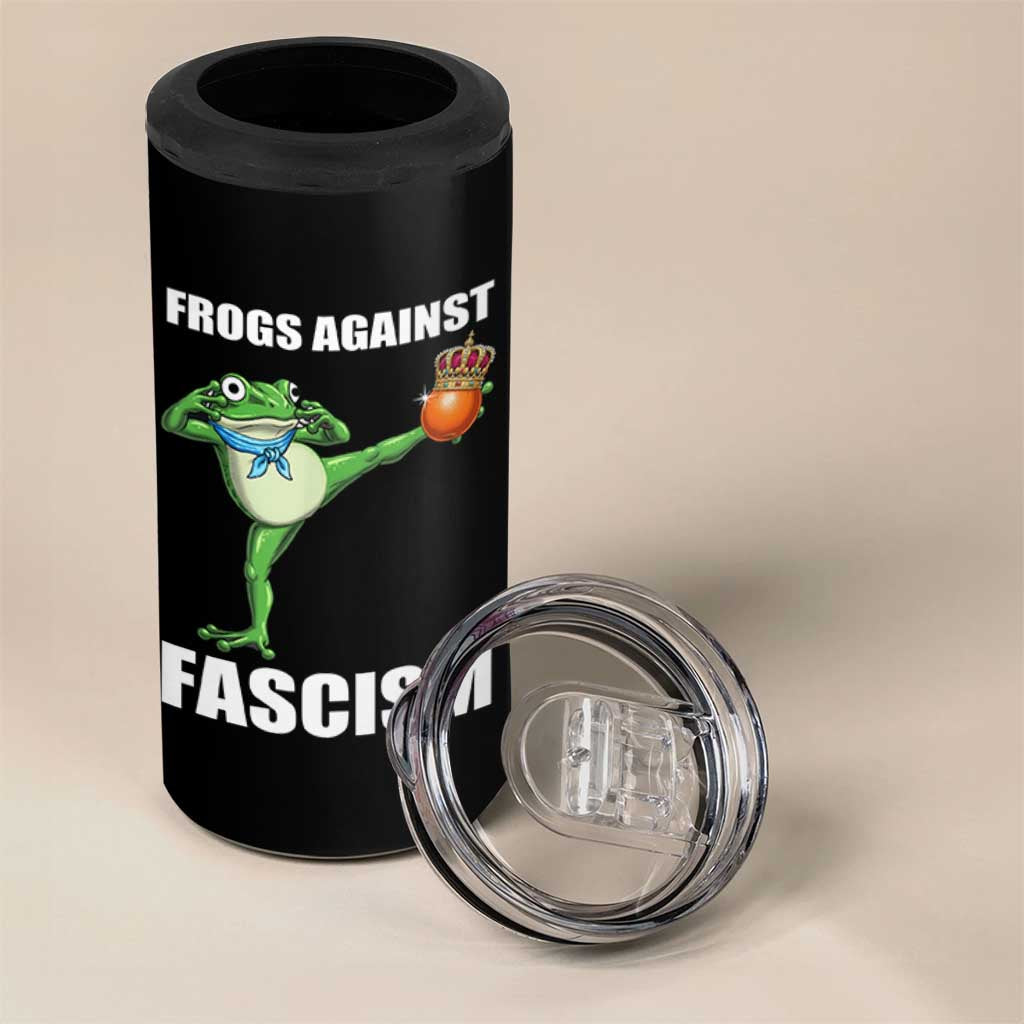 Frogs Against Fascism 4 in 1 Can Cooler Tumbler No Fascist No Kings Funny Portland Frog Protest - Wonder Print Shop