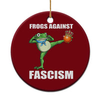 Frogs Against Fascism Ceramic Ornament No Fascist No Kings Funny Portland Frog Protest - Wonder Print Shop