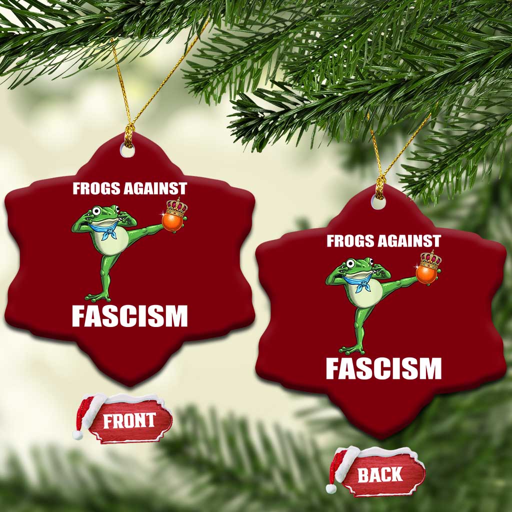 Frogs Against Fascism Ceramic Ornament No Fascist No Kings Funny Portland Frog Protest - Wonder Print Shop