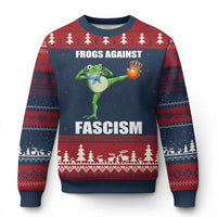Frogs Against Fascism Ugly Christmas Sweater No Fascist No Kings Funny Portland Frog Protest - Wonder Print Shop