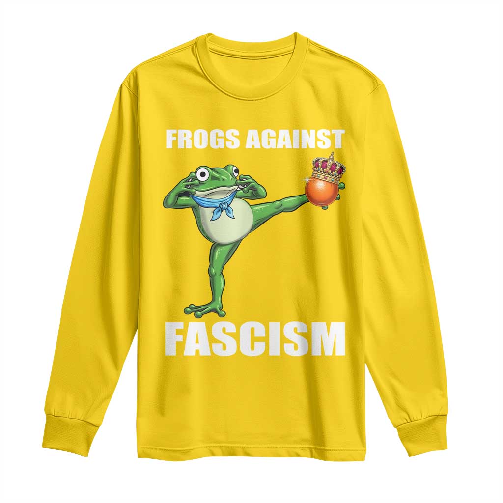 Frogs Against Fascism Long Sleeve Shirt No Fascist No Kings Funny Portland Frog Protest - Wonder Print Shop