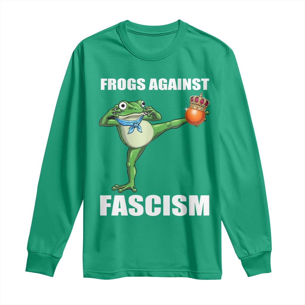 Frogs Against Fascism Long Sleeve Shirt No Fascist No Kings Funny Portland Frog Protest - Wonder Print Shop