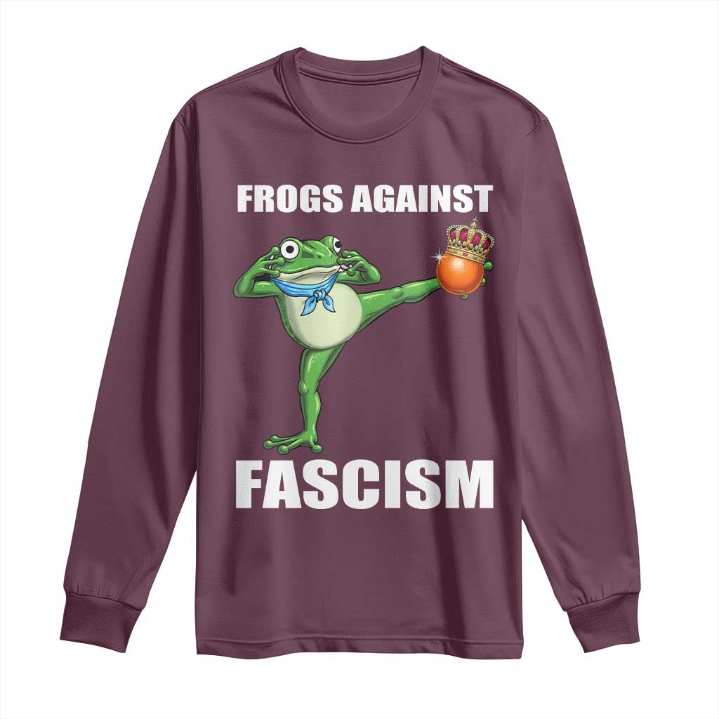Frogs Against Fascism Long Sleeve Shirt No Fascist No Kings Funny Portland Frog Protest - Wonder Print Shop