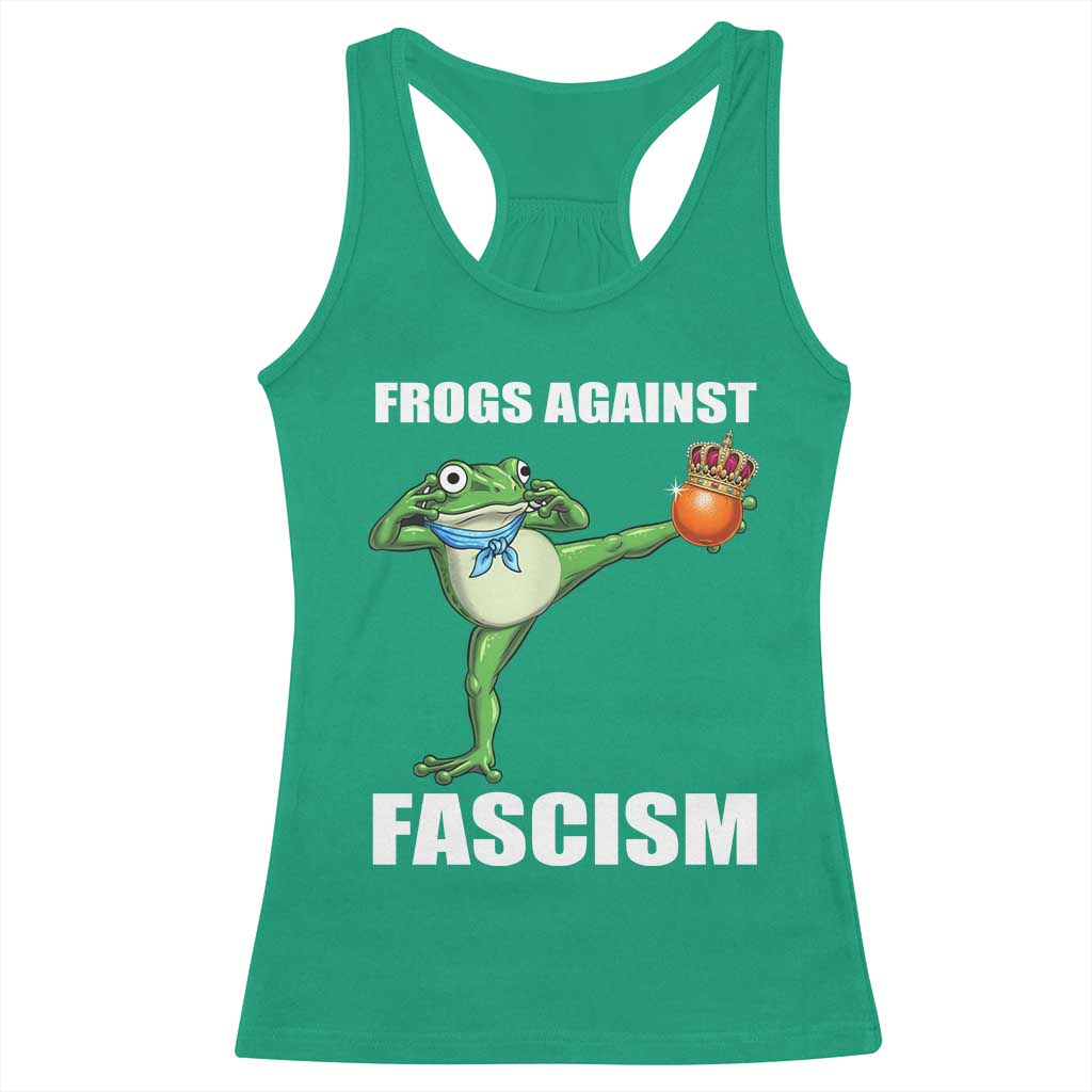 Frogs Against Fascism Racerback Tank Top No Fascist No Kings Funny Portland Frog Protest - Wonder Print Shop