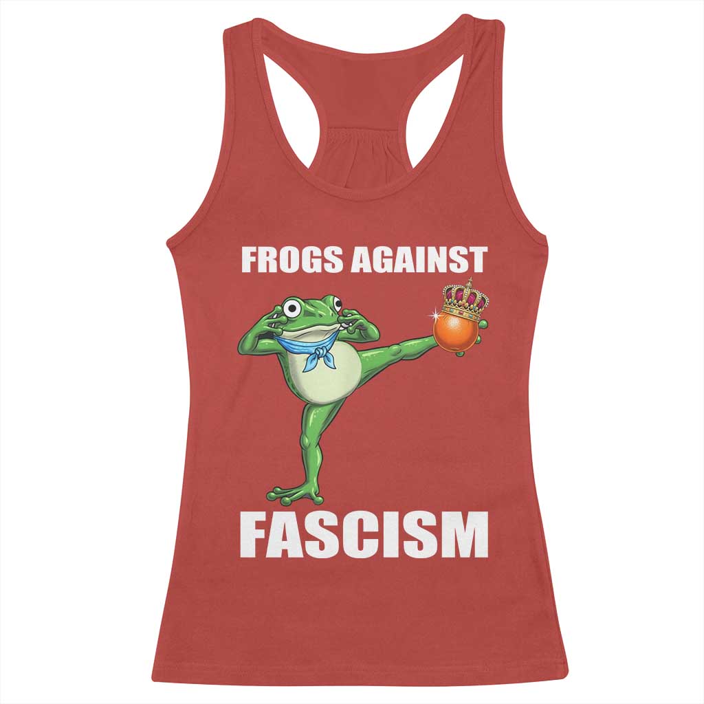 Frogs Against Fascism Racerback Tank Top No Fascist No Kings Funny Portland Frog Protest - Wonder Print Shop