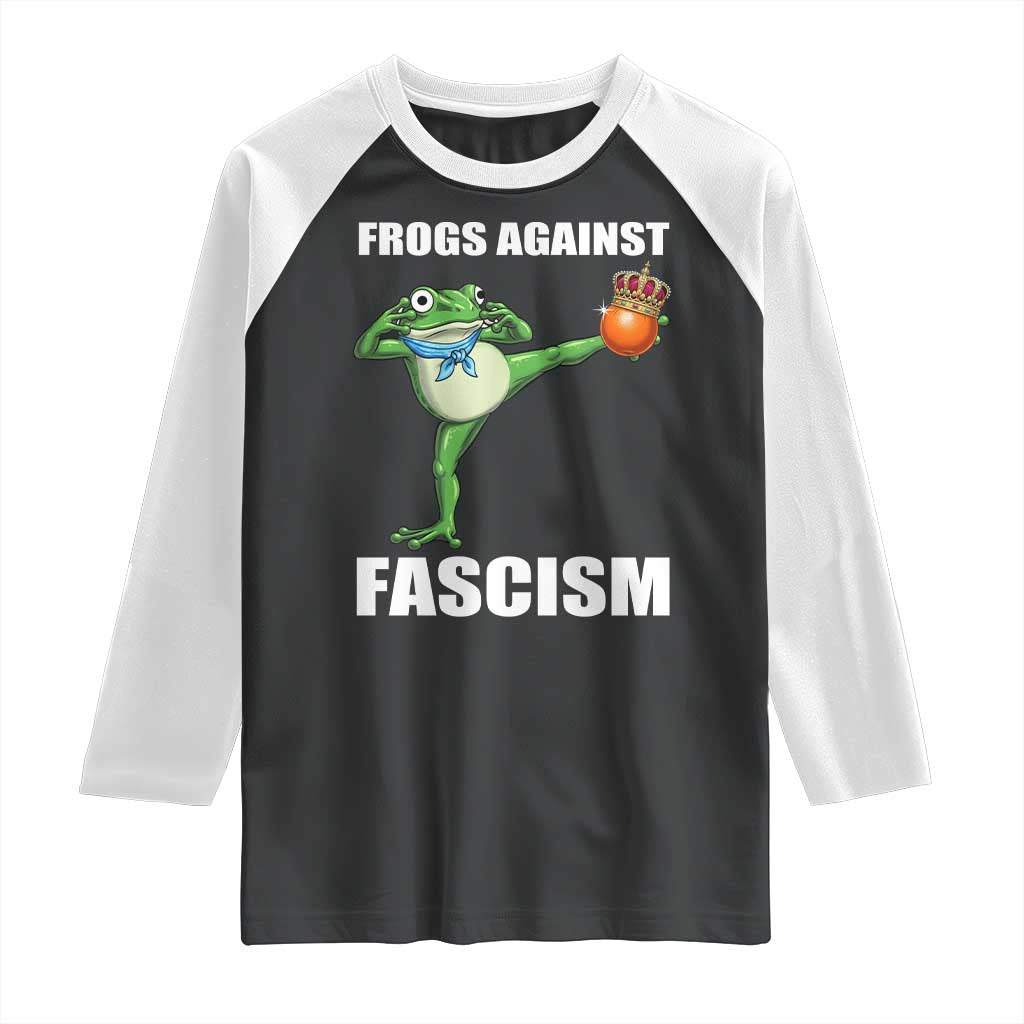Frogs Against Fascism Raglan Shirt No Fascist No Kings Funny Portland Frog Protest - Wonder Print Shop