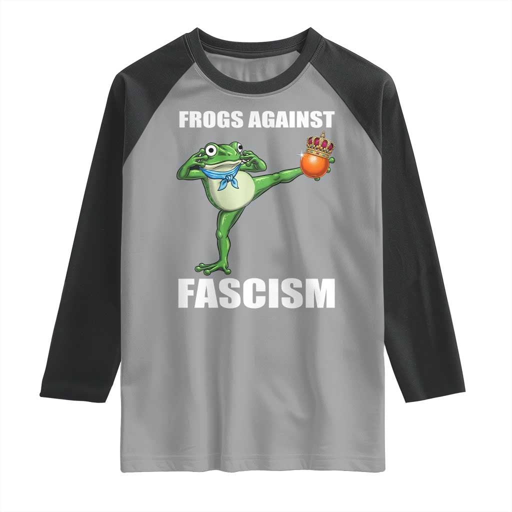 Frogs Against Fascism Raglan Shirt No Fascist No Kings Funny Portland Frog Protest - Wonder Print Shop