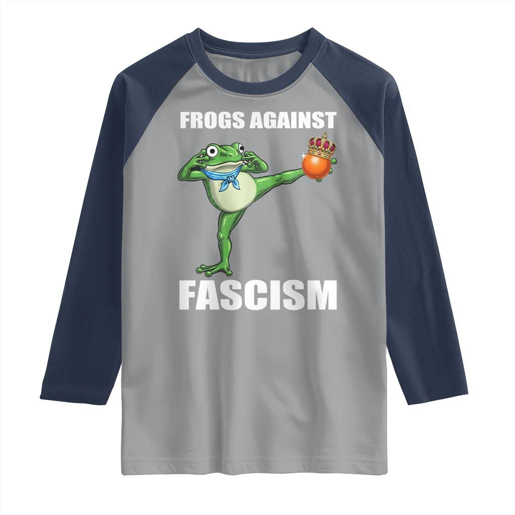 Frogs Against Fascism Raglan Shirt No Fascist No Kings Funny Portland Frog Protest - Wonder Print Shop