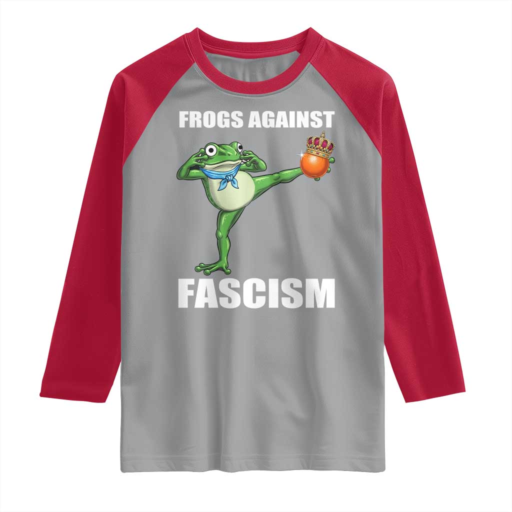 Frogs Against Fascism Raglan Shirt No Fascist No Kings Funny Portland Frog Protest - Wonder Print Shop
