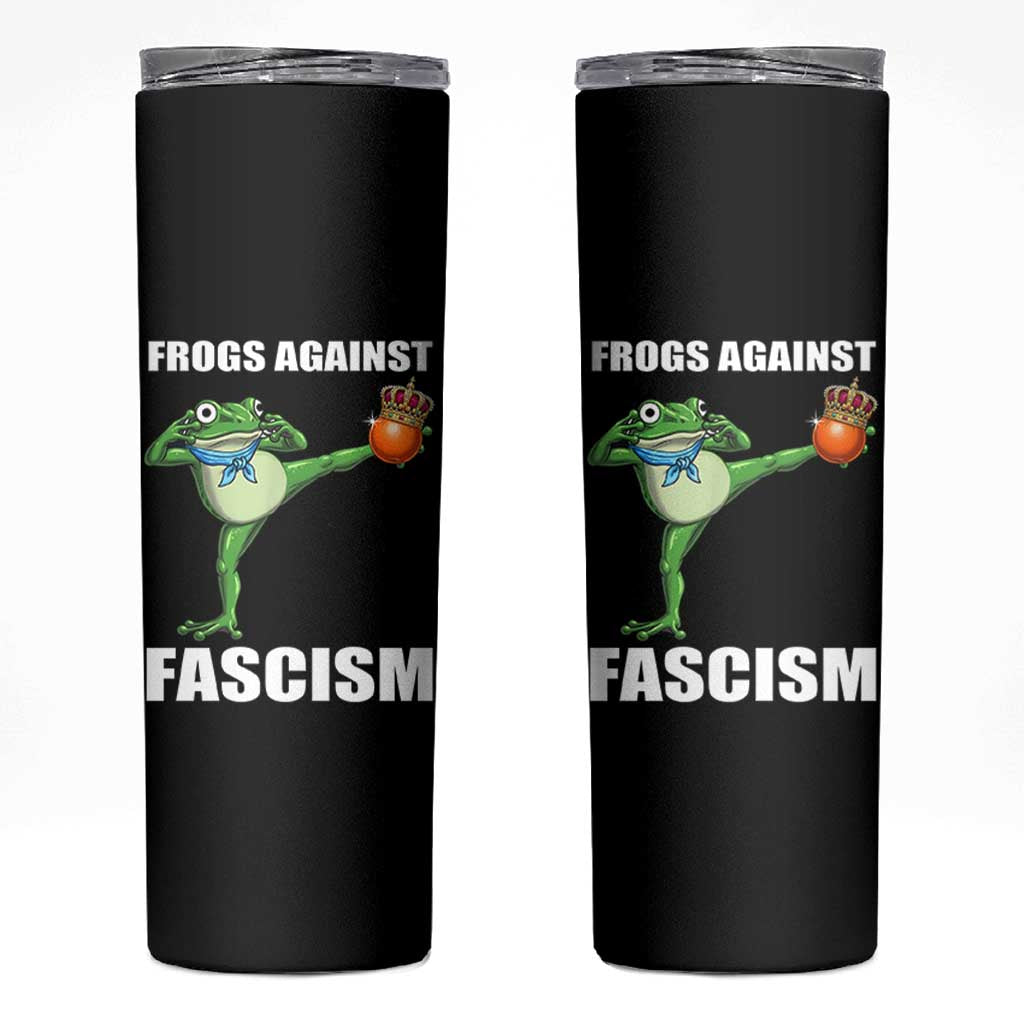 Frogs Against Fascism Skinny Tumbler No Fascist No Kings Funny Portland Frog Protest - Wonder Print Shop