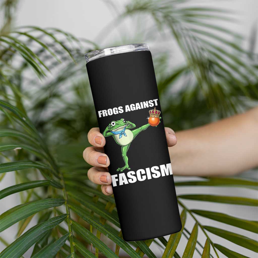 Frogs Against Fascism Skinny Tumbler No Fascist No Kings Funny Portland Frog Protest - Wonder Print Shop