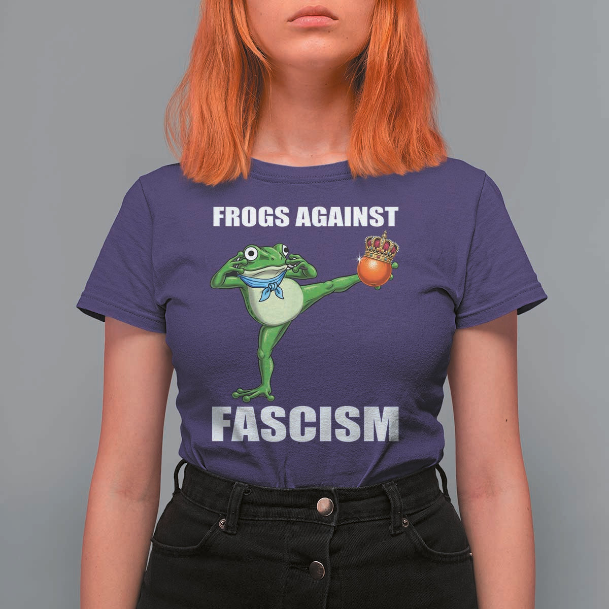 Frogs Against Fascism T Shirt For Women No Fascist No Kings Funny Portland Frog Protest - Wonder Print Shop
