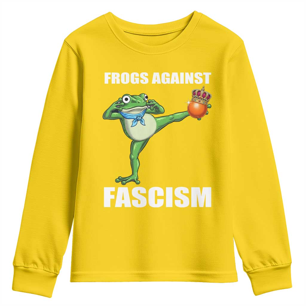 Frogs Against Fascism Youth Sweatshirt No Fascist No Kings Funny Portland Frog Protest - Wonder Print Shop