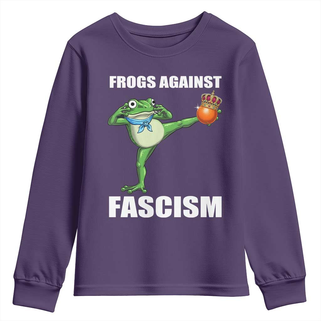 Frogs Against Fascism Youth Sweatshirt No Fascist No Kings Funny Portland Frog Protest - Wonder Print Shop