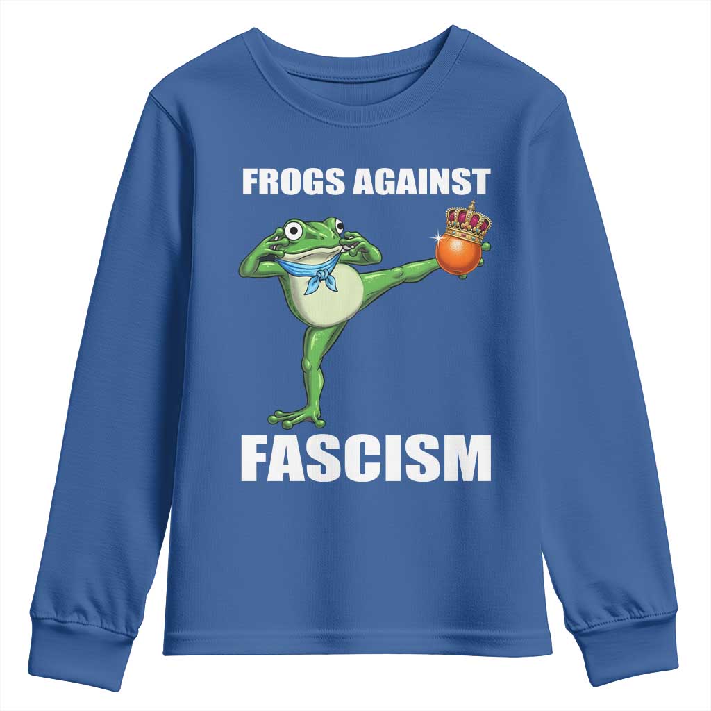 Frogs Against Fascism Youth Sweatshirt No Fascist No Kings Funny Portland Frog Protest - Wonder Print Shop