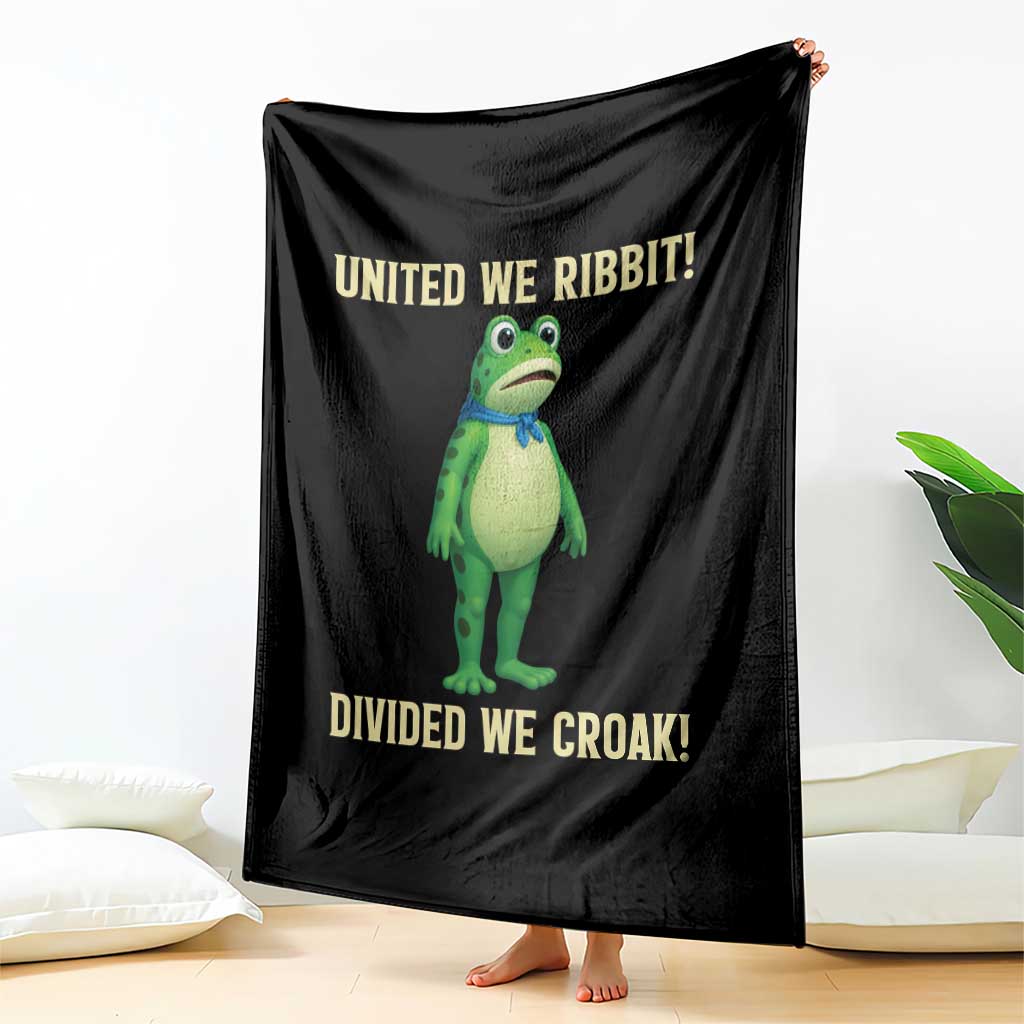 United We Ribbit Frog Protest Throw Blanket Divided We Croak Free Portland Resist 2025 - Wonder Print Shop