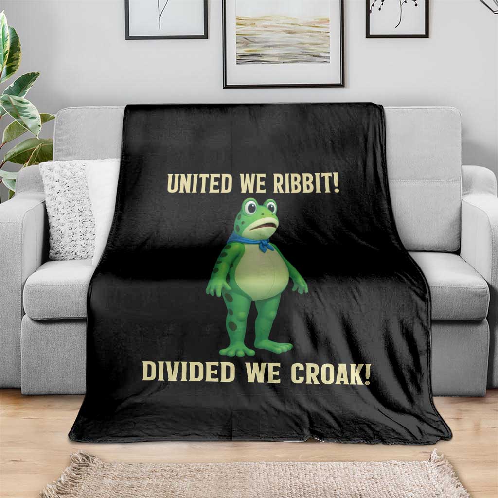 United We Ribbit Frog Protest Throw Blanket Divided We Croak Free Portland Resist 2025 - Wonder Print Shop