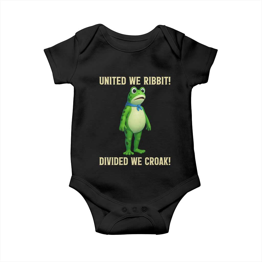 United We Ribbit Frog Protest Baby Onesie Divided We Croak Free Portland Resist 2025 - Wonder Print Shop