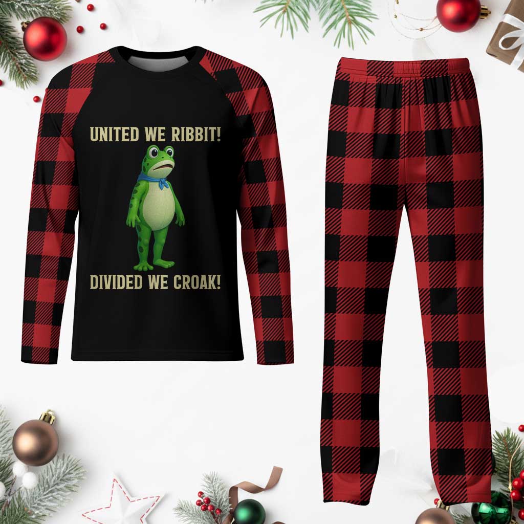 United We Ribbit Frog Protest Plaid Pajama Set Divided We Croak Free Portland Resist 2025 - Wonder Print Shop
