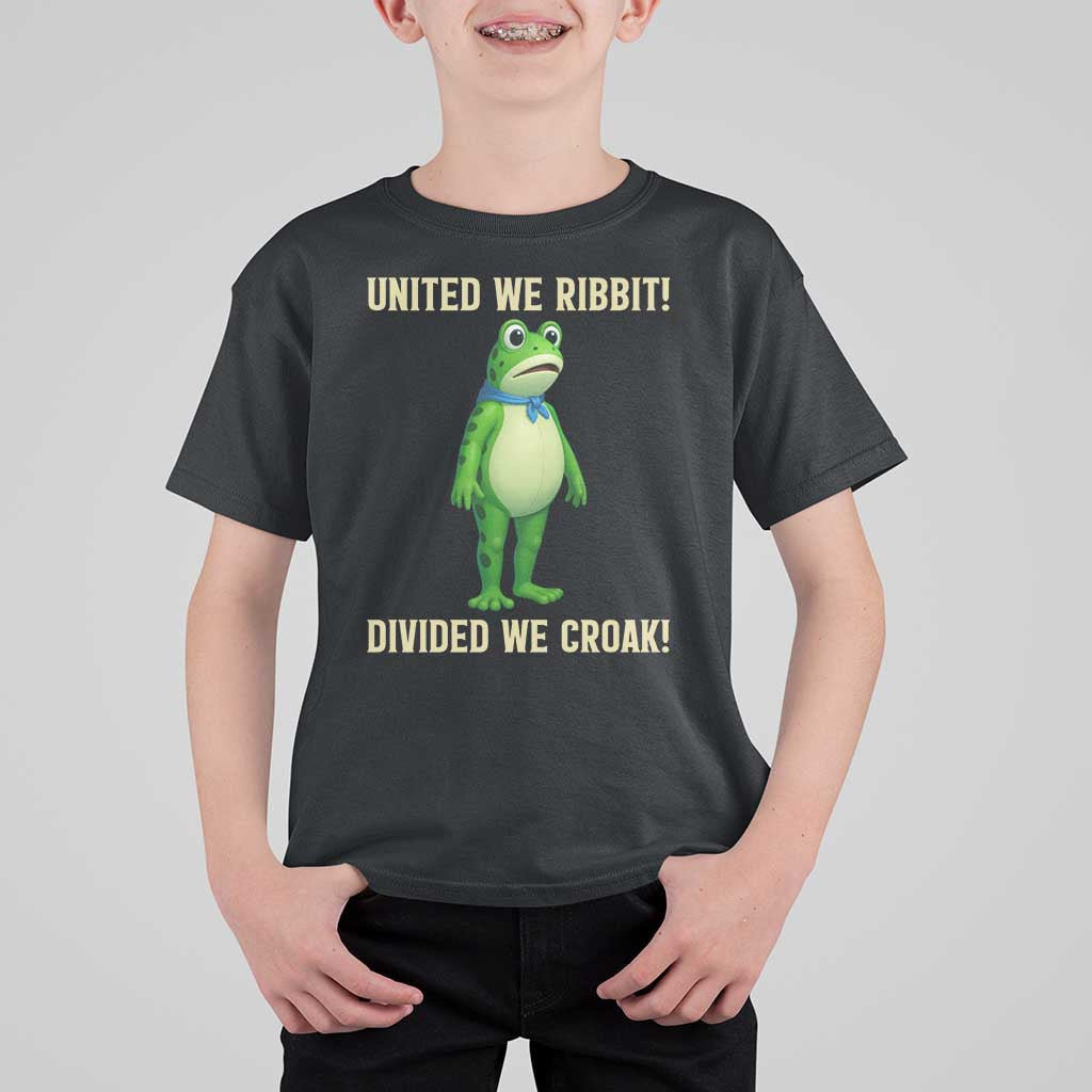 United We Ribbit Frog Protest T Shirt For Kid Divided We Croak Free Portland Resist 2025 - Wonder Print Shop
