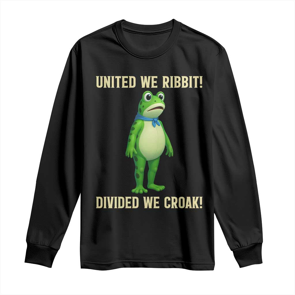United We Ribbit Frog Protest Long Sleeve Shirt Divided We Croak Free Portland Resist 2025 - Wonder Print Shop