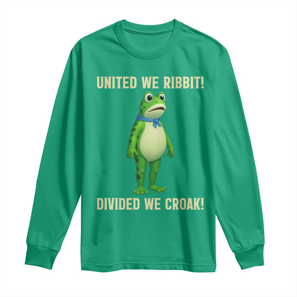 United We Ribbit Frog Protest Long Sleeve Shirt Divided We Croak Free Portland Resist 2025 - Wonder Print Shop