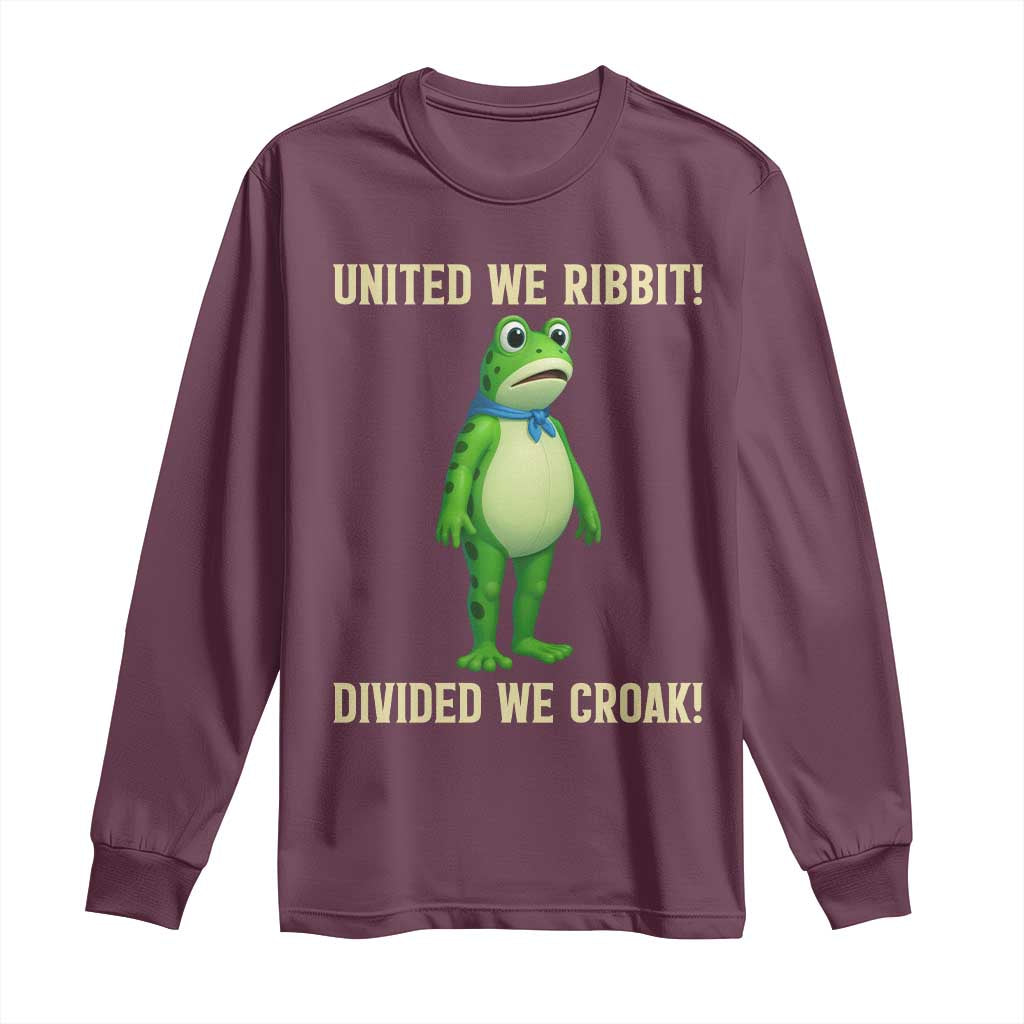 United We Ribbit Frog Protest Long Sleeve Shirt Divided We Croak Free Portland Resist 2025 - Wonder Print Shop