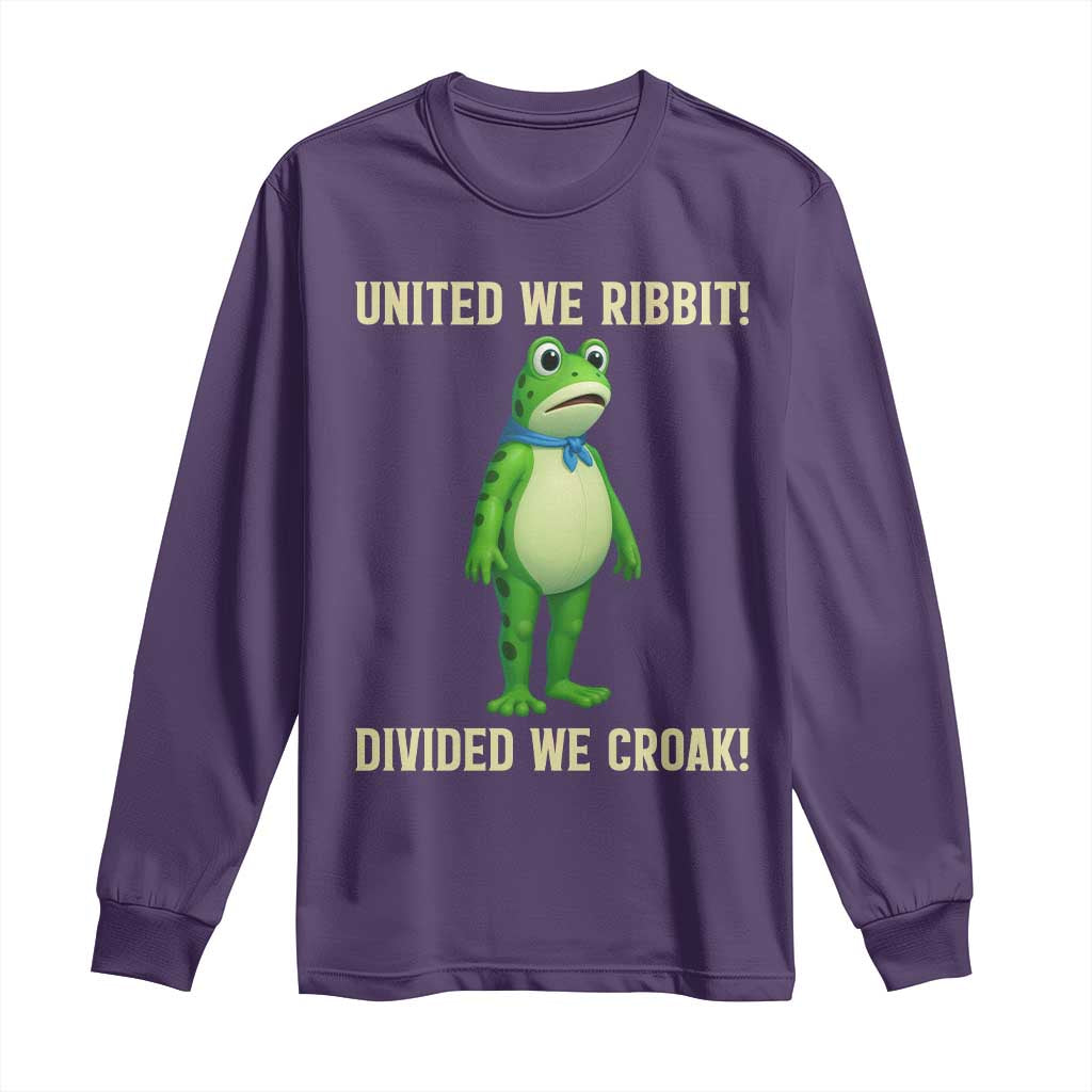 United We Ribbit Frog Protest Long Sleeve Shirt Divided We Croak Free Portland Resist 2025 - Wonder Print Shop