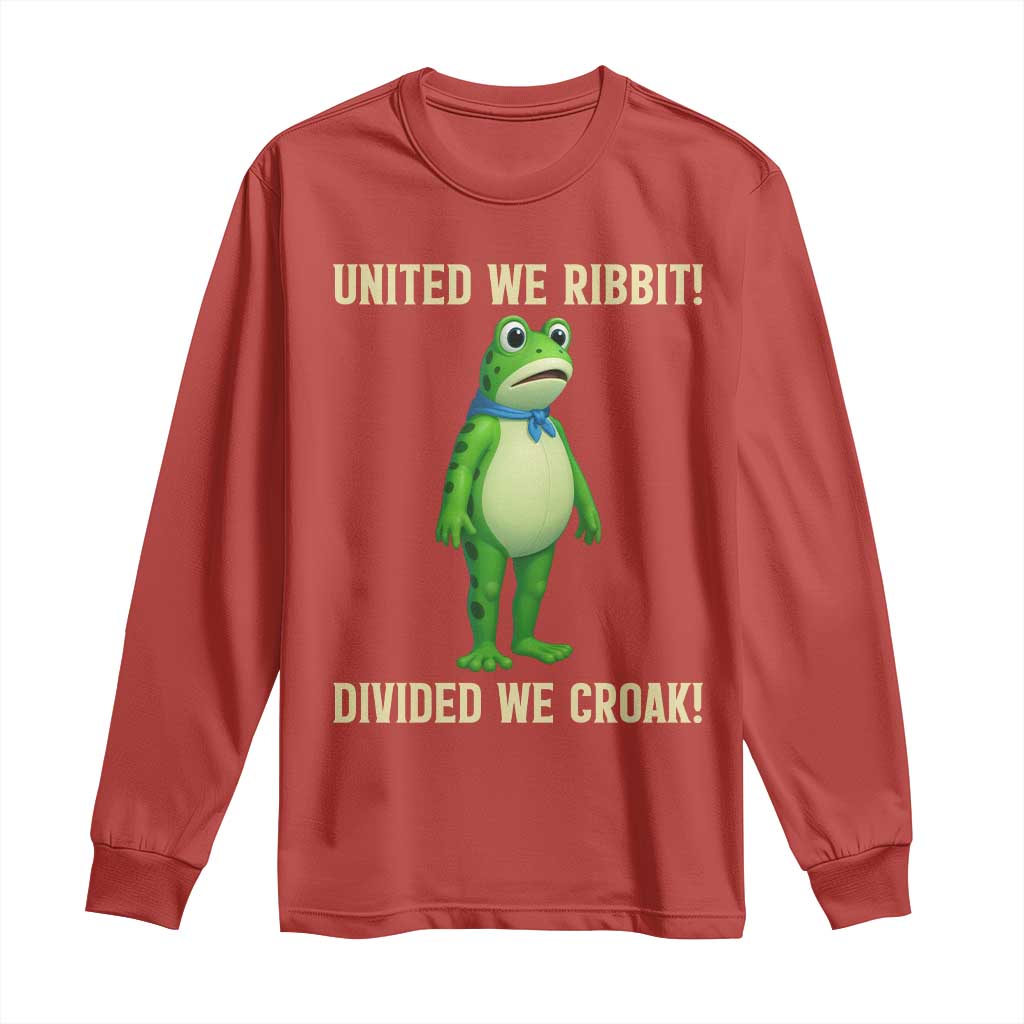 United We Ribbit Frog Protest Long Sleeve Shirt Divided We Croak Free Portland Resist 2025 - Wonder Print Shop