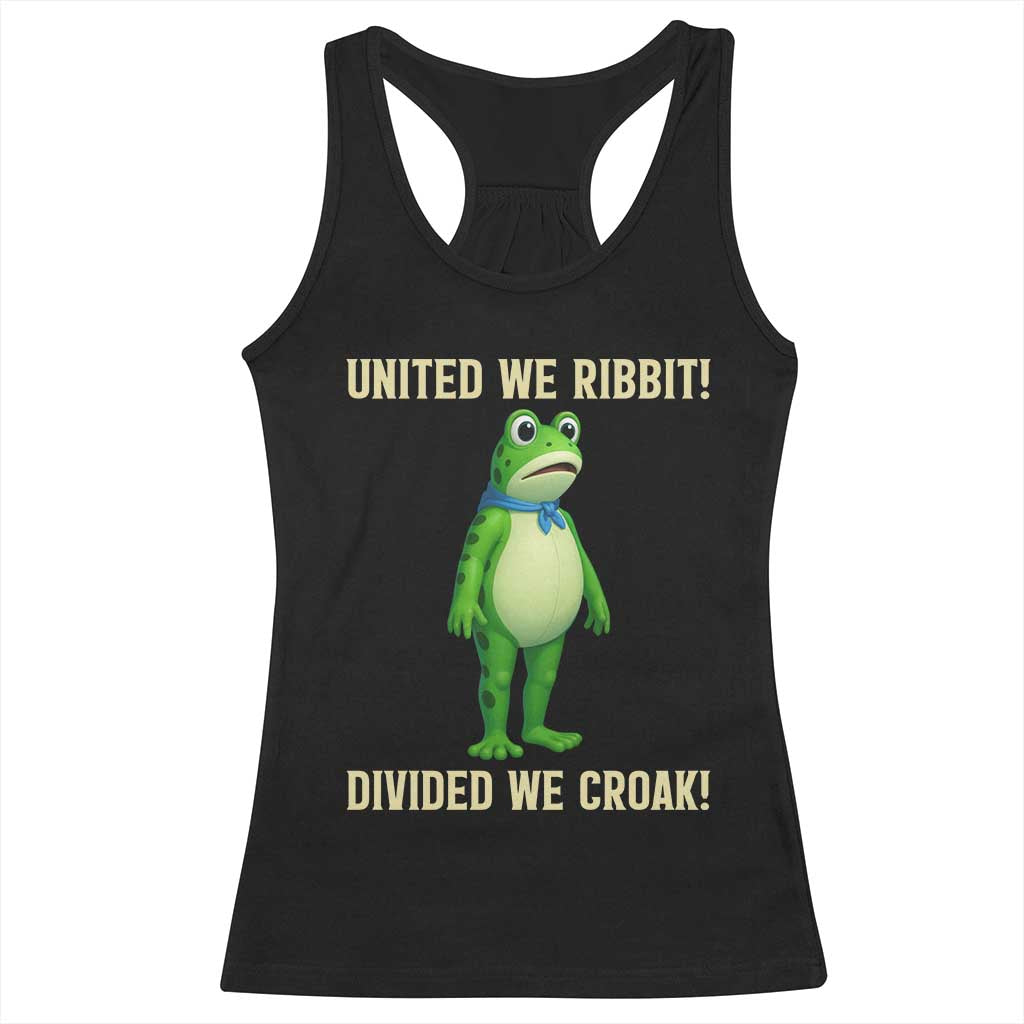 United We Ribbit Frog Protest Racerback Tank Top Divided We Croak Free Portland Resist 2025 - Wonder Print Shop