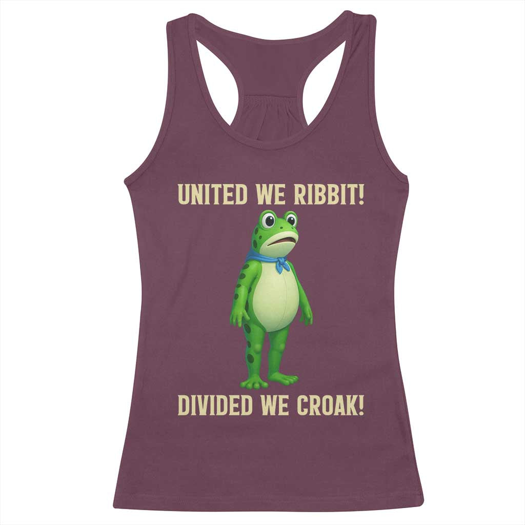 United We Ribbit Frog Protest Racerback Tank Top Divided We Croak Free Portland Resist 2025 - Wonder Print Shop
