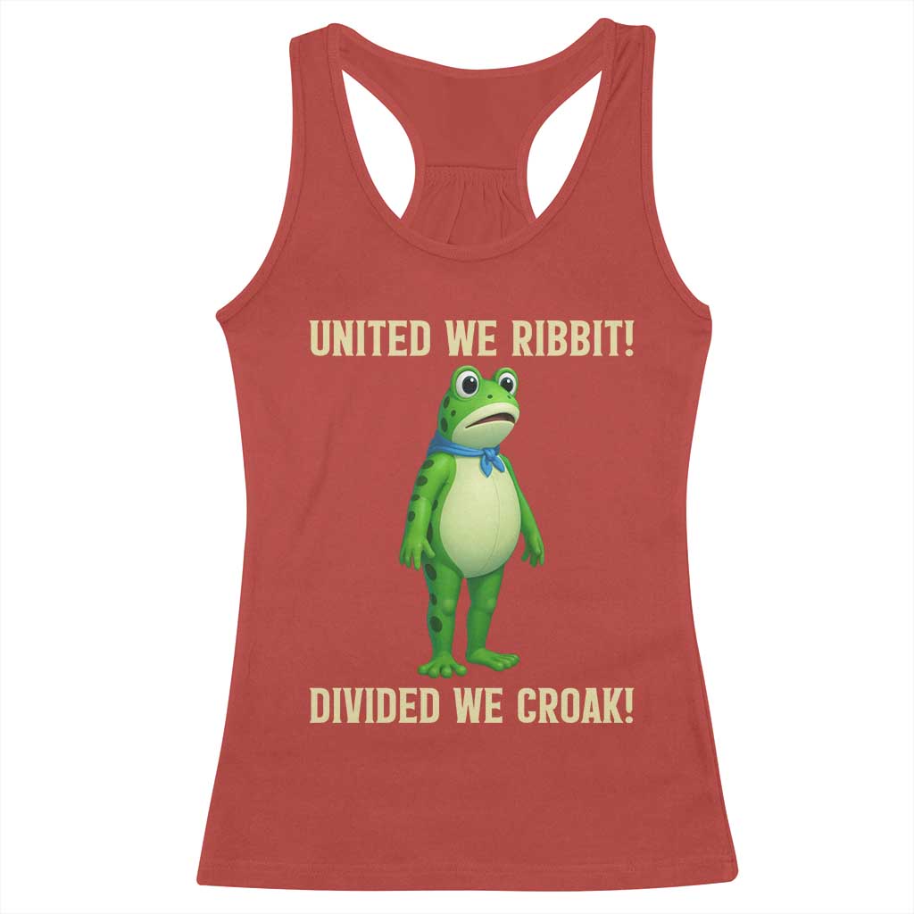 United We Ribbit Frog Protest Racerback Tank Top Divided We Croak Free Portland Resist 2025 - Wonder Print Shop