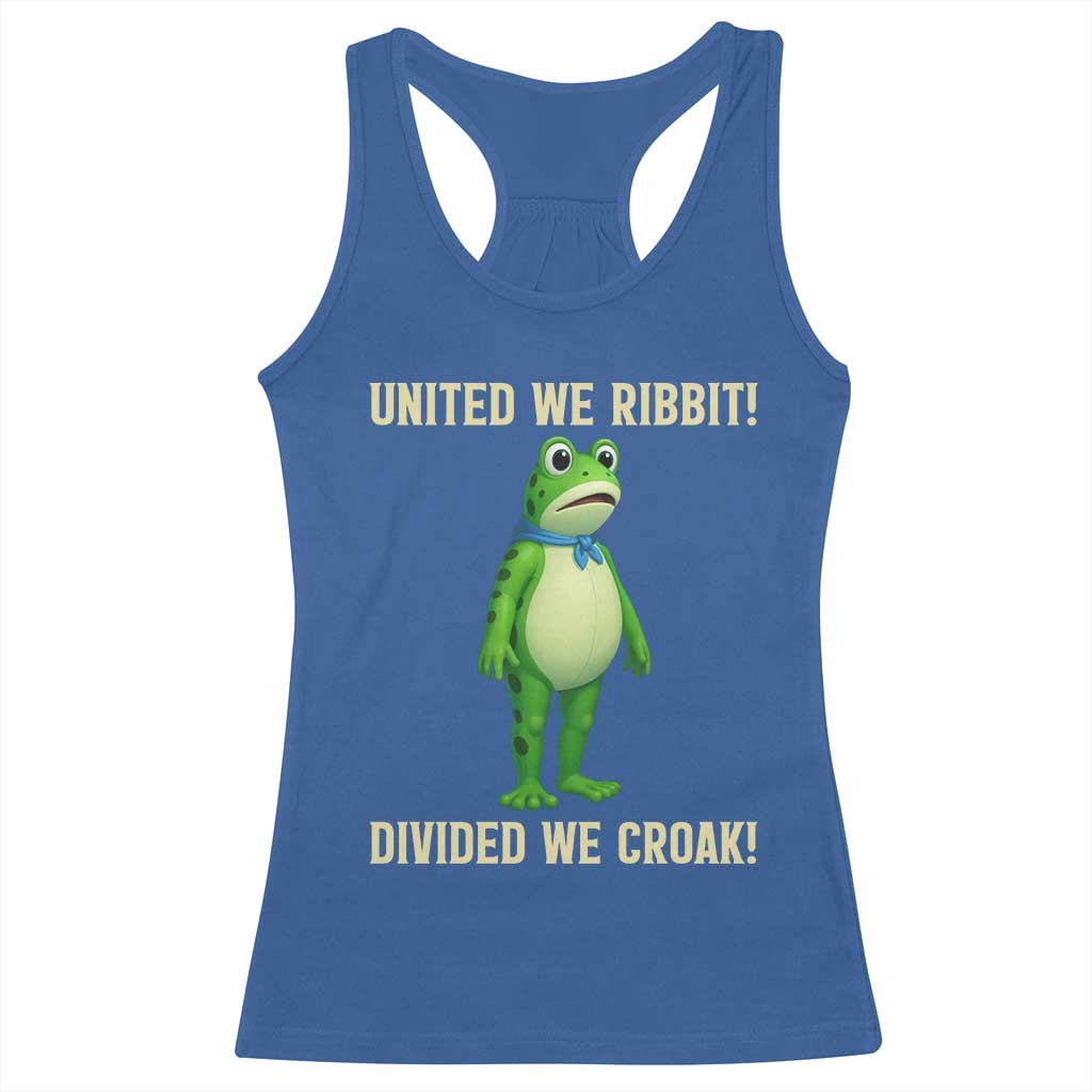 United We Ribbit Frog Protest Racerback Tank Top Divided We Croak Free Portland Resist 2025 - Wonder Print Shop