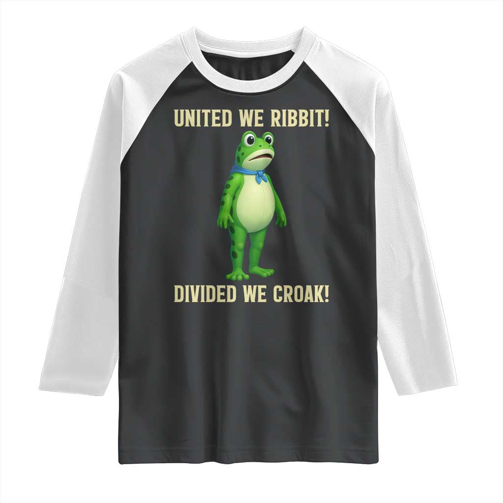 United We Ribbit Frog Protest Raglan Shirt Divided We Croak Free Portland Resist 2025 - Wonder Print Shop